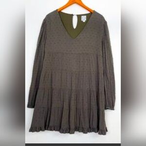 Blue Rain Olive Green Tiered Dress NWOT